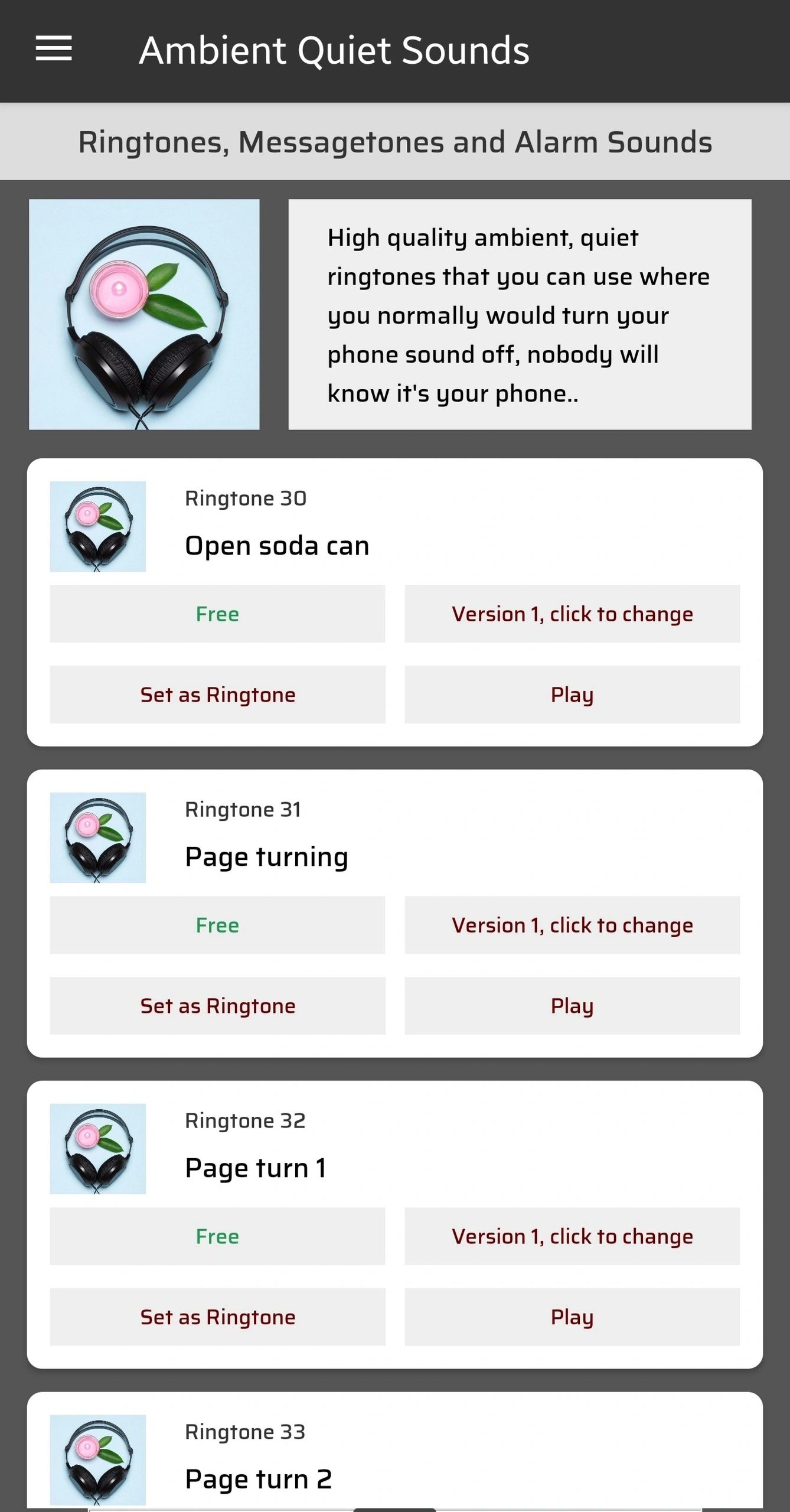 Ringtones Ambient Quiet Sounds screenshot